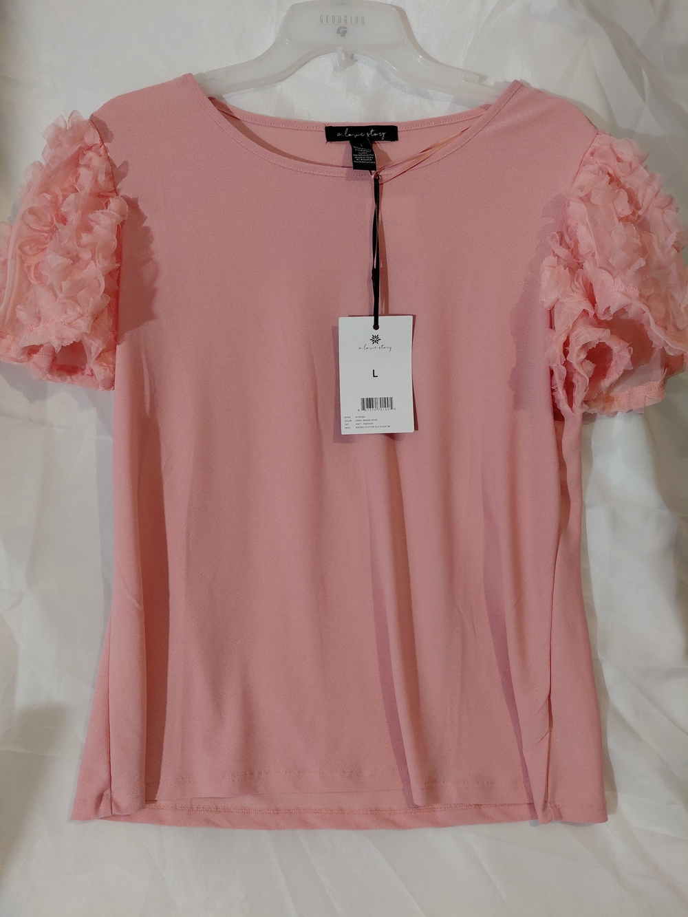Avenue Pink Ruffle Sleeve Women's Top